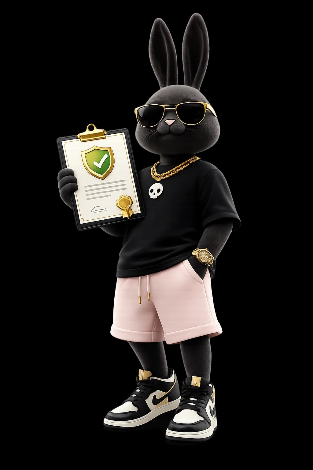 Bet-velvet mascot holding a licence document