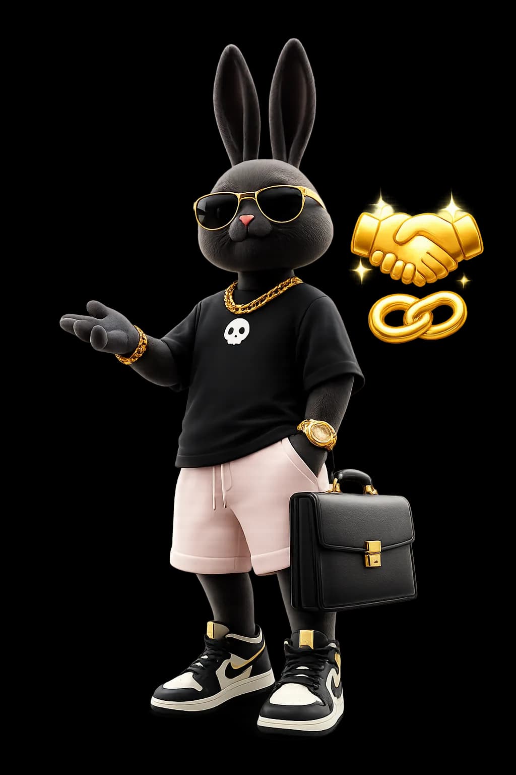 Bet-velvet mascot with a partnership handshake